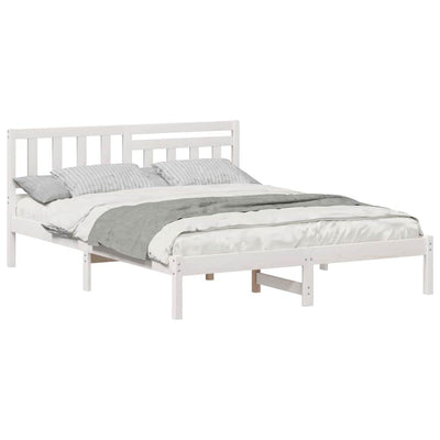 Sängyn runko päätyllä Valkoinen 5FT King Size Täysi mänty