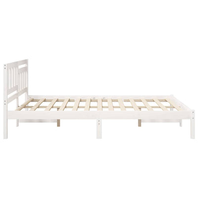 Sängyn runko päätyllä Valkoinen 5FT King Size Täysi mänty
