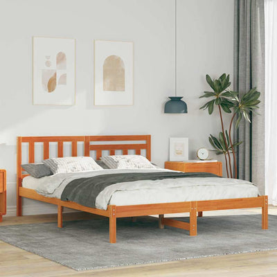 Sängyn runko päätyllä Vahanruskea 5FT King Size Täysi mänty