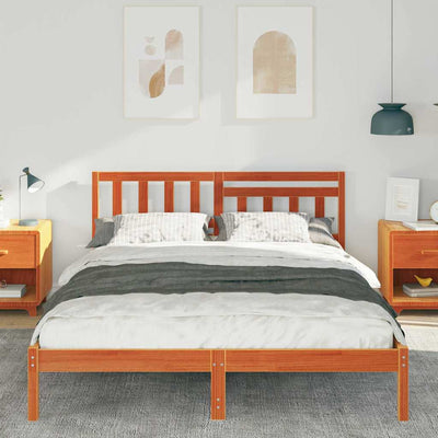 Sängyn runko päätyllä Vahanruskea 5FT King Size Täysi mänty