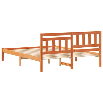 Sängyn runko päätyllä Vahanruskea 5FT King Size Täysi mänty