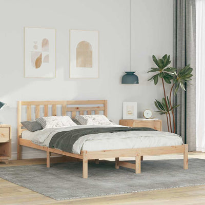 Sängyn runko päätyllä Ruskea 120 x 200 cm Täysi mänty