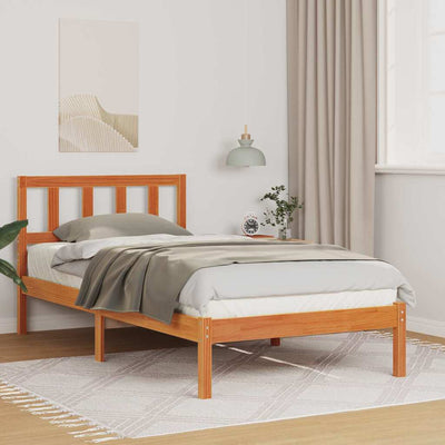 Sängyn runko päätyllä Vahanruskea 80 x 200 cm Täysi mänty