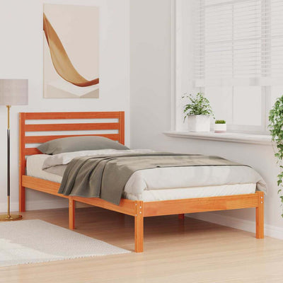 Vahanruskea sängyn runko päätyllä Saru 3FT Single (mänty)
