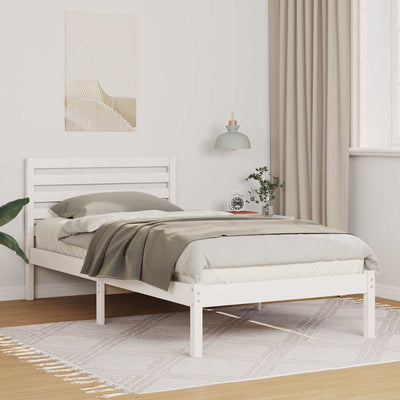 Sängyn runko päätyllä Valkoinen 2FT6 Small Single Täysi mänty