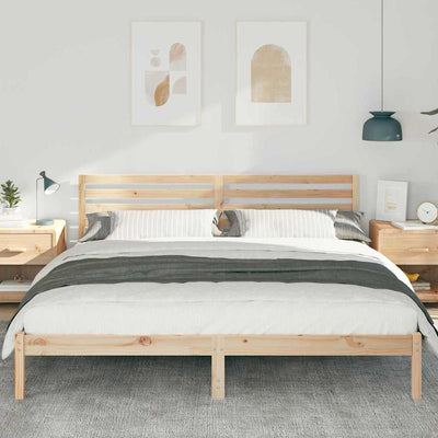 Sängyn runko päätyllä Ruskea 200 x 200 cm Täysi mänty