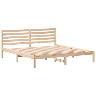 Sängyn runko päätyllä Ruskea 200 x 200 cm Täysi mänty