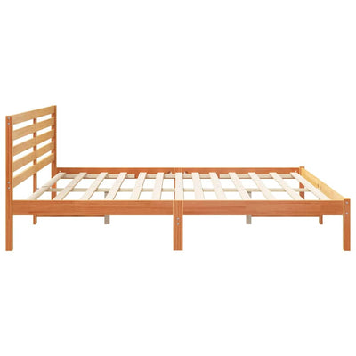Sängyn runko päätyllä Vahanruskea 200 x 200 cm Täysi mänty