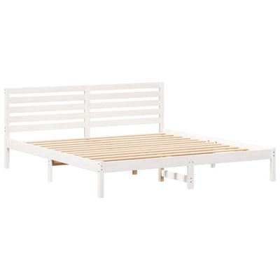Sängyn runko päätyllä Valkoinen 6FT Super King Size Täysi mänty