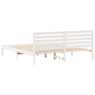 Sängyn runko päätyllä Valkoinen 6FT Super King Size Täysi mänty