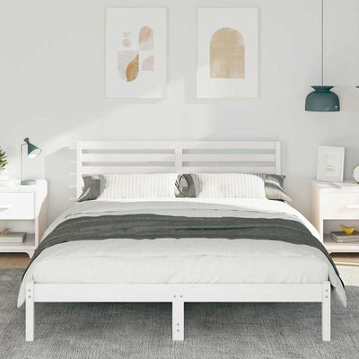 Sängyn runko päätyllä Valkoinen 5FT King Size Täysi mänty
