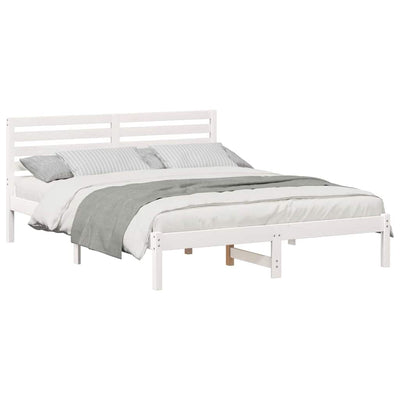 Sängyn runko päätyllä Valkoinen 5FT King Size Täysi mänty