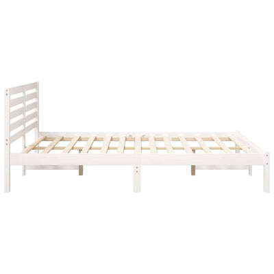 Sängyn runko päätyllä Valkoinen 5FT King Size Täysi mänty