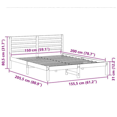 Sängyn runko päätyllä Valkoinen 5FT King Size Täysi mänty