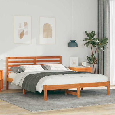 Sängyn runko päätyllä Vahanruskea 5FT King Size Täysi mänty