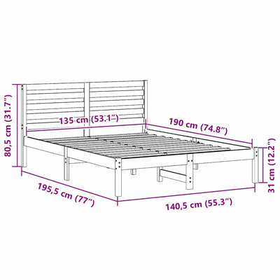 Sängyn runko päätyllä Ruskea 4FT6 Double Täysi mänty