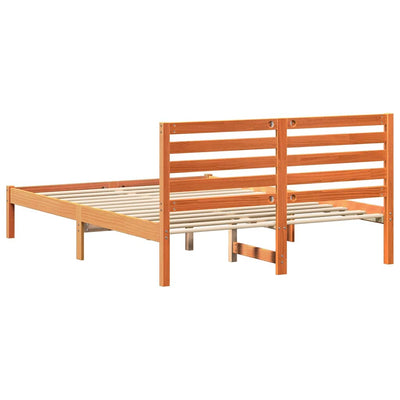 Sängyn runko päätyllä Vahanruskea 4FT6 Double Täysi mänty