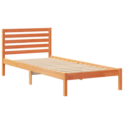 Sängyn runko päätyllä Vahanruskea 80 x 210 cm Täysi mänty