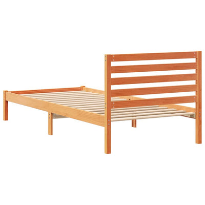 Sängyn runko päätyllä Vahanruskea 80 x 210 cm Täysi mänty