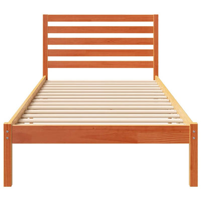 Sängyn runko päätyllä Vahanruskea 80 x 210 cm Täysi mänty