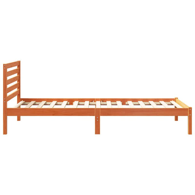 Sängyn runko päätyllä Vahanruskea 80 x 210 cm Täysi mänty