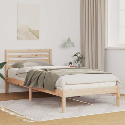 Sängyn runko päätyllä Ruskea 100 x 210 cm Täysi mänty