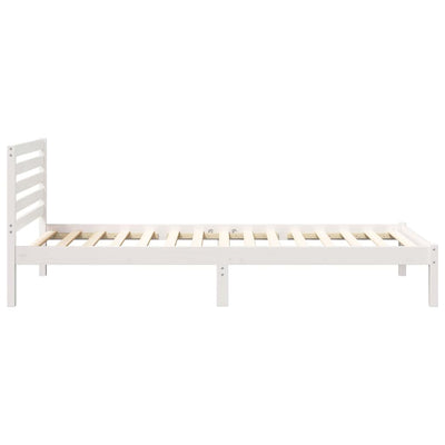 Sängyn runko päätyllä Valkoinen 100 x 210 cm Täysi mänty
