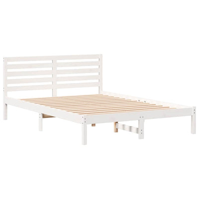Valkoinen sängyn runko päätyllä Rucsana 140x210cm (mänty)