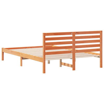 Sängyn runko päätyllä Vahanruskea 140 x 210 cm Täysi mänty