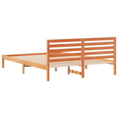 Sängyn runko päätyllä Vahanruskea 160 x 210 cm Täysi mänty