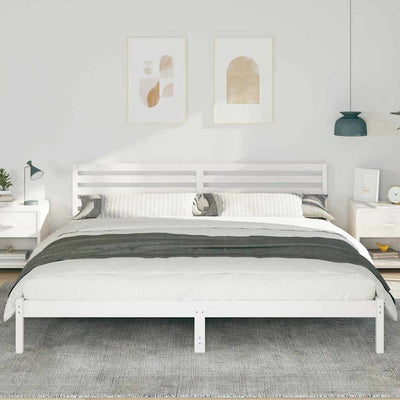 Valkoinen sängyn runko päätyllä Shaina 180x210cm (mänty)