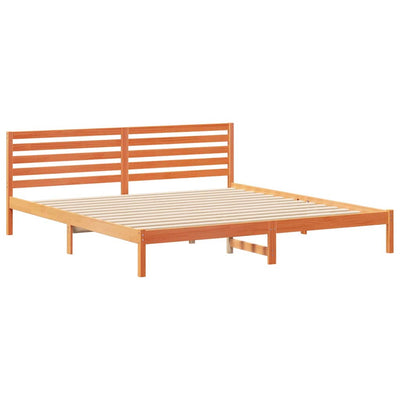 Sängyn runko päätyllä Vahanruskea 180 x 210 cm Täysi mänty