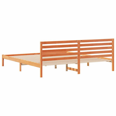 Sängyn runko päätyllä Vahanruskea 200 x 210 cm Täysi mänty