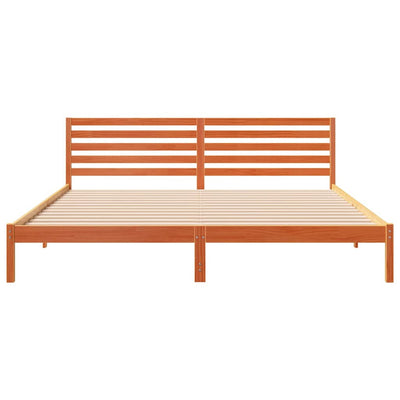 Sängyn runko päätyllä Vahanruskea 200 x 210 cm Täysi mänty