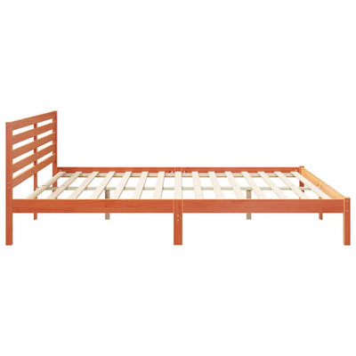 Sängyn runko päätyllä Vahanruskea 200 x 210 cm Täysi mänty