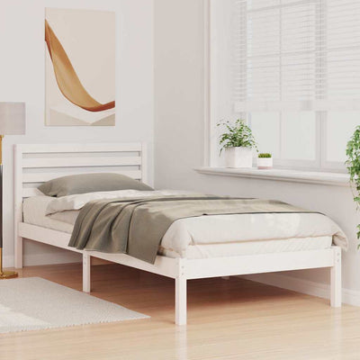 Sängyn runko päätyllä Valkoinen 90 x 220 cm Täysi mänty