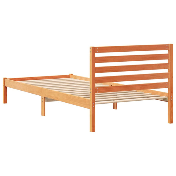 Massiivinen mänty sängyn runko 100 x 220 cm Vaha ruskea