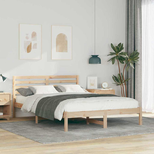 Sängyn runko päätyllä Ruskea 140 x 220 cm Massiivinen mänty