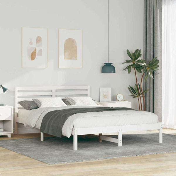 Sängyn runko päätyllä Valkoinen 140 x 220 cm Massiivinen mänty
