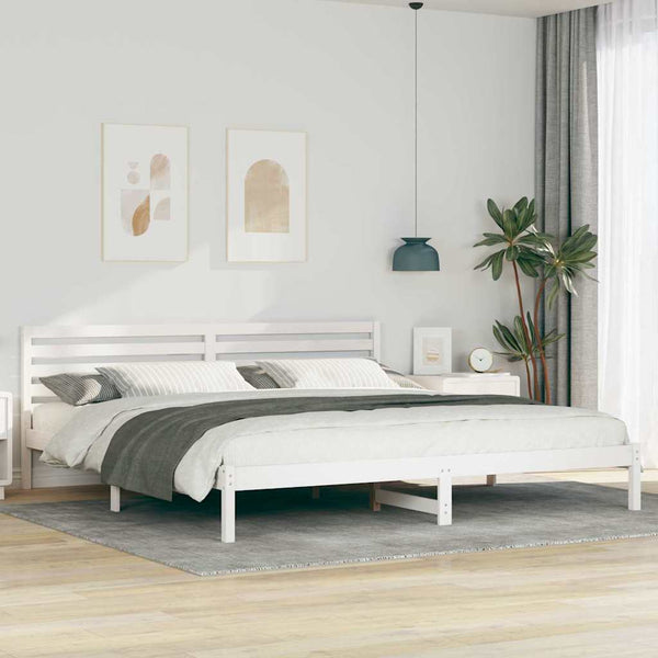 Sängyn runko päätyllä Valkoinen 180 x 220 cm Massiivinen mänty