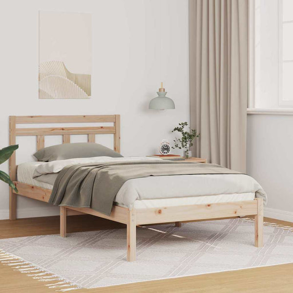 Ruskea sängyn runko massiivisesta männystä 2FT6 Small Single