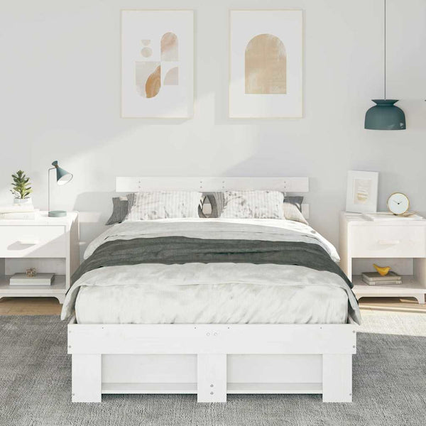 Valkoinen pääty sängyn rungolle 140 x 190 cm massiivimänty
