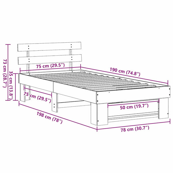 Vaha ruskea 2FT6 Small Single Massiivinen mänty sängyn runko