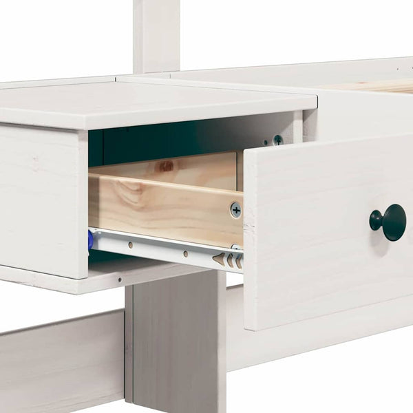 3FT Single sängyn runko Massiivinen mänty Valkoinen päätyllä