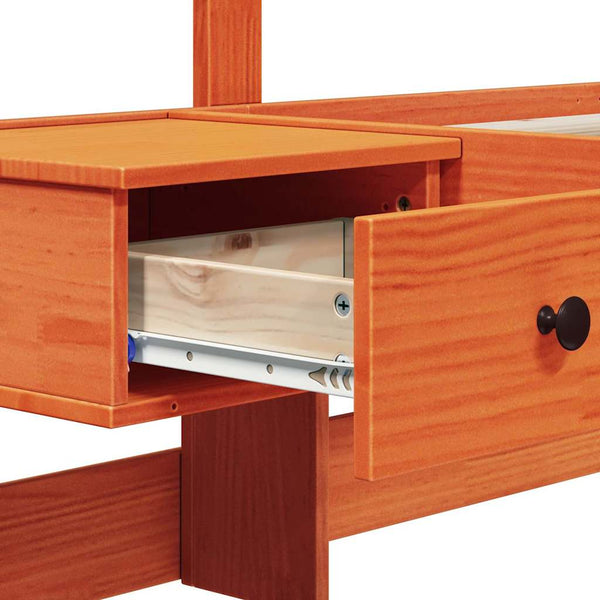 3FT Single massiivisen männyn sängyn runko ruskea pääty