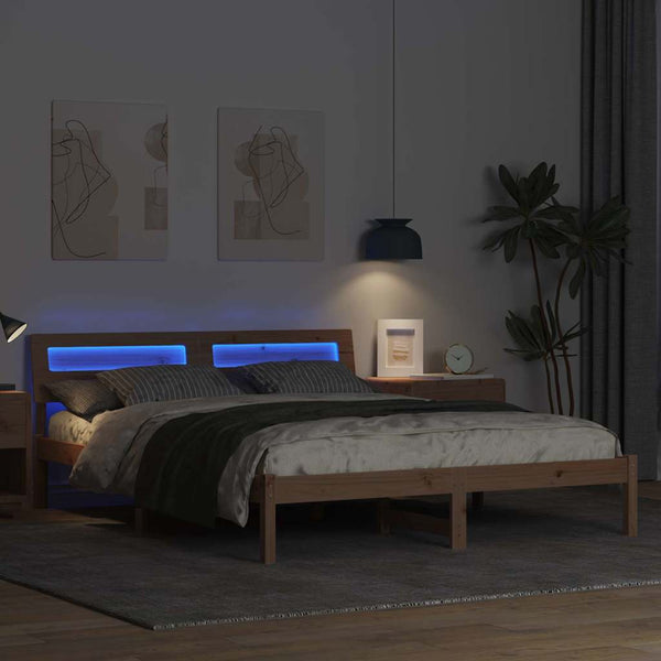 Massiivinen mänty sängyn runko päätyllä Ruskea 5FT King Size