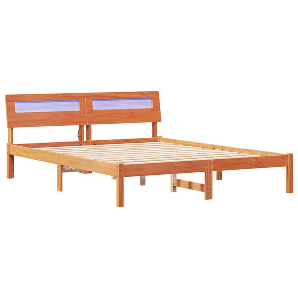 Sängyn runko 140 x 200 cm massiivinen mänty Vaha ruskea