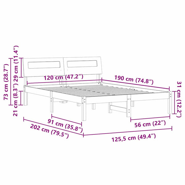 Massiivinen mänty ruskea vaha sängyn runko 4FT Small Double