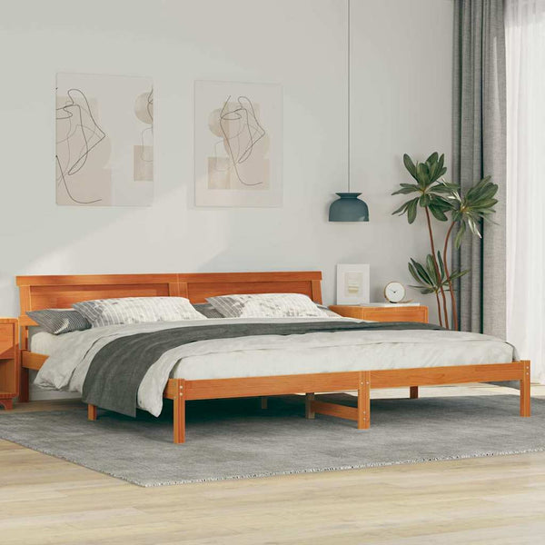 Massiivinen mänty 6FT Super King Size sängyn runko Vaha ruskea