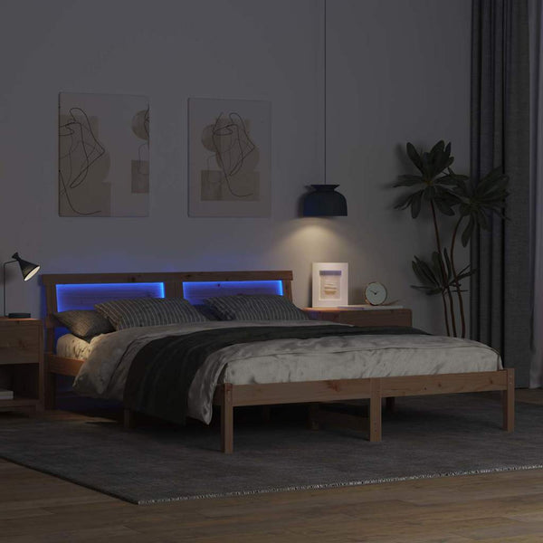 5FT King Size sängyn runko päätyllä Ruskea massiivinen mänty